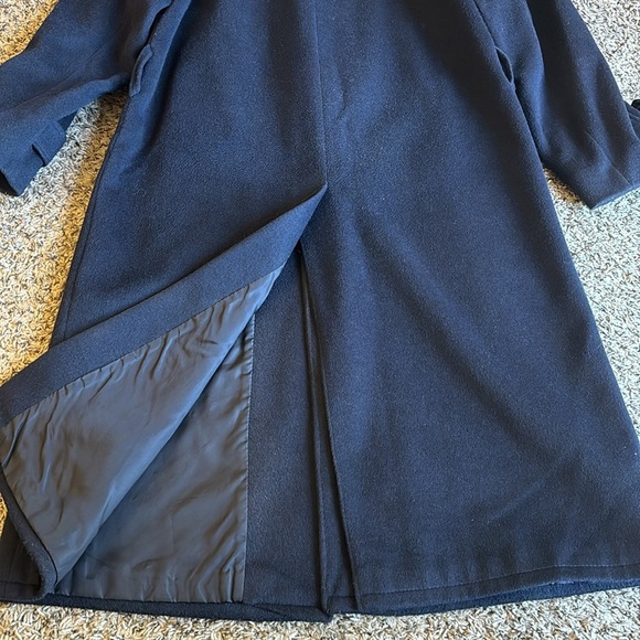 Cashmere & Wool Women’s Navy Classic Long Overcoat Size 12 - Picture 6 of 16